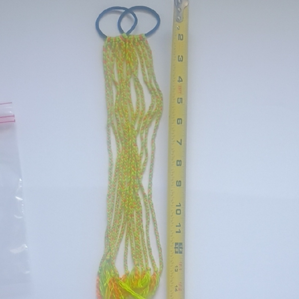 Handmade Neon Multicolor Elastic Hair Ties with Braided Strands